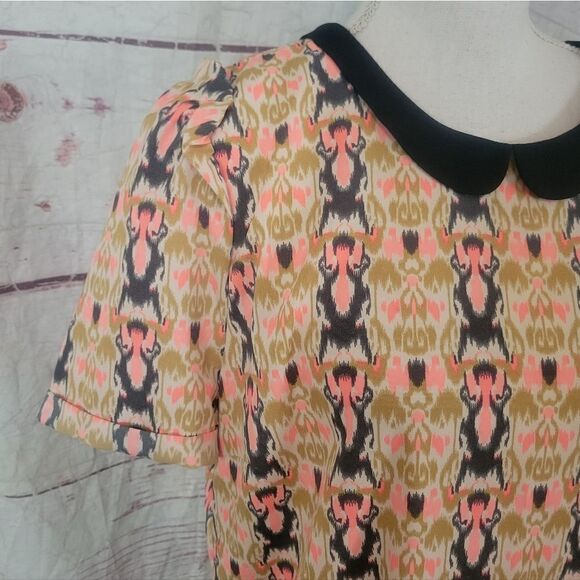 Maison Scotch Print Dress With Peter Pan Collar Size 10 - Picture 4 of 6